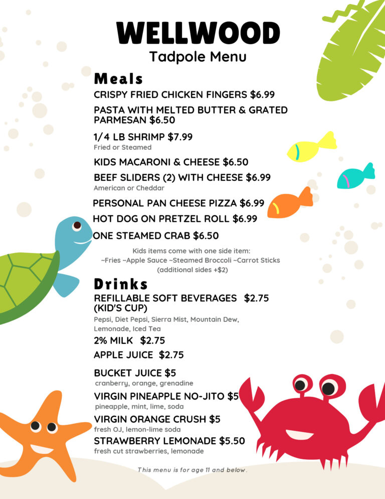 The Wellwood Restaurants Full Menu